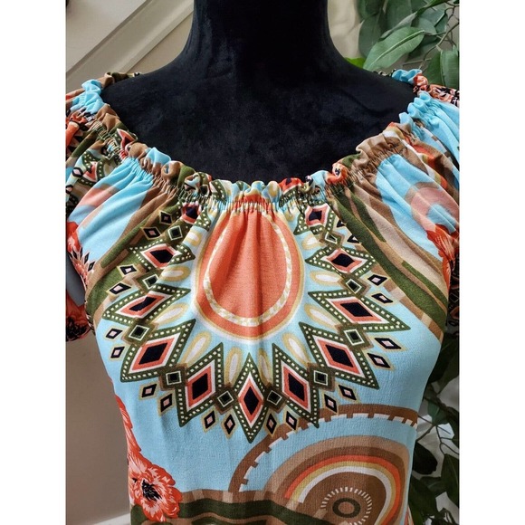 Win Win Women Blue Polyester Round Neck Short Sleeve Casual Top Blouse Size S/M - Picture 2 of 9